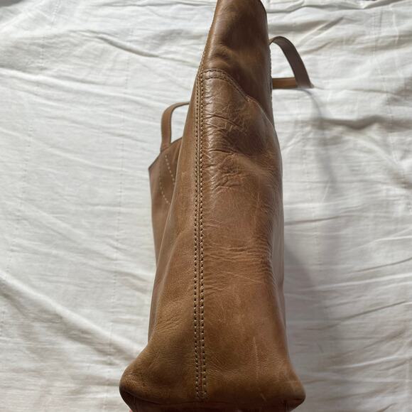 Frye Brown Melissa Simple Tote Bag Leather Pockets Casual Everyday Shoulder Bag - Picture 3 of 10